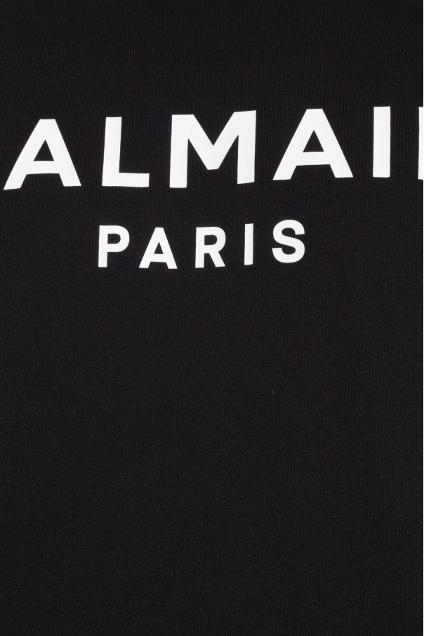 BALMAIN ブラック ロゴ クルーネック Balmain Paris printed sweatshirt black black - Men | BALMAIN